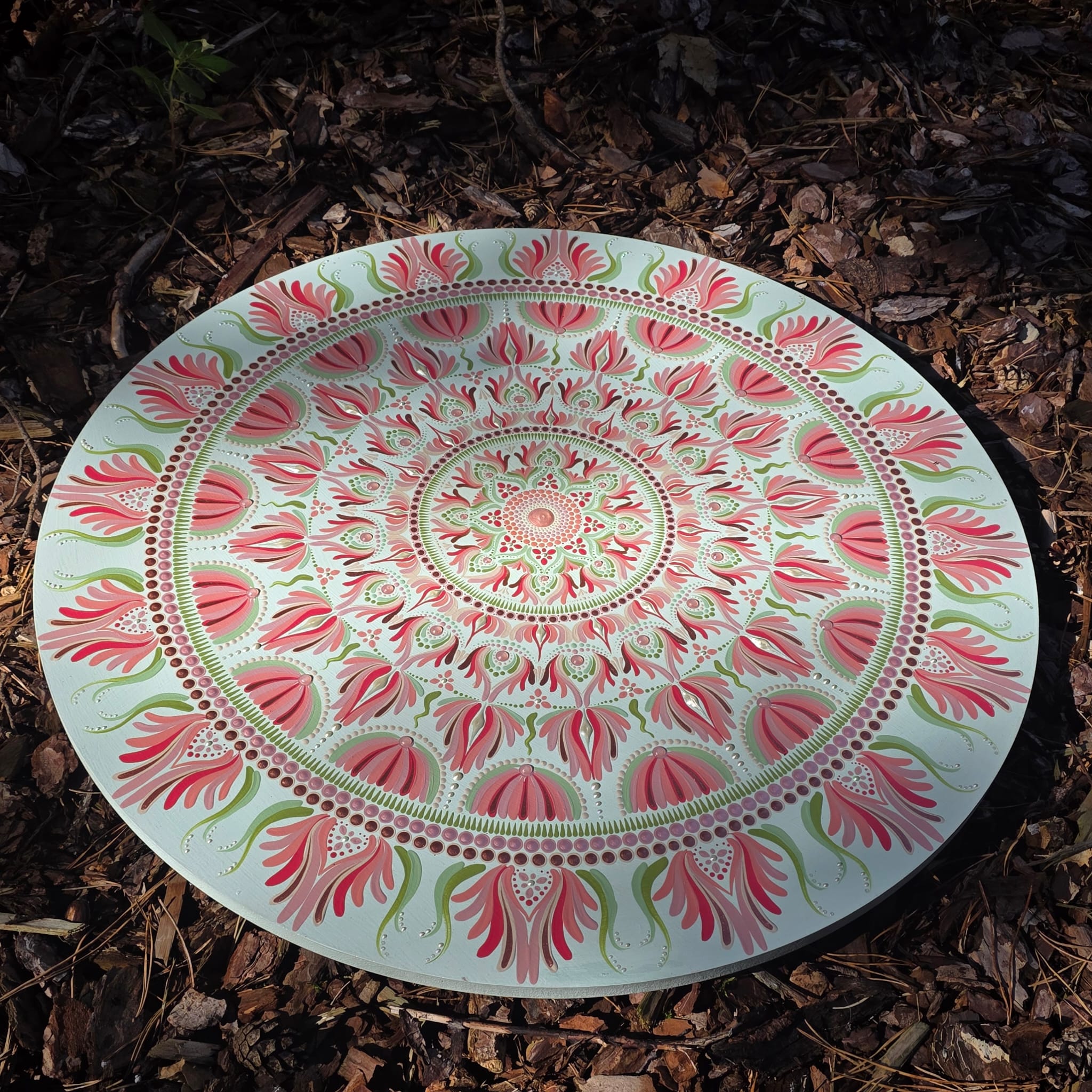 Handgeschilderde Mandala – Axolotl (60 cm)