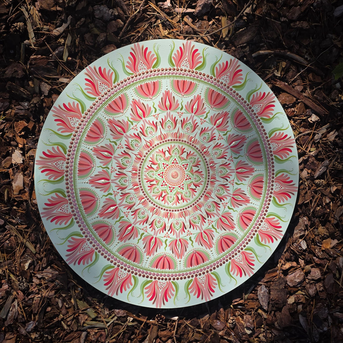 Handgeschilderde Mandala – Axolotl (60 cm)